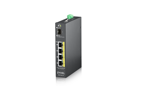 ZyXEL RGS100-5P 4port GbE LAN (120W) PoE 1port GbE SFP ipari switch