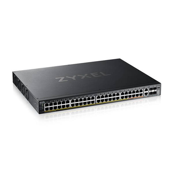 ZyXEL XGS2220-54HP 48xGbE PoE LAN 2x10mG RJ45 PoE LAN (600W) 4x10GbE SFP+ port L3 menedzselhető PoE switch