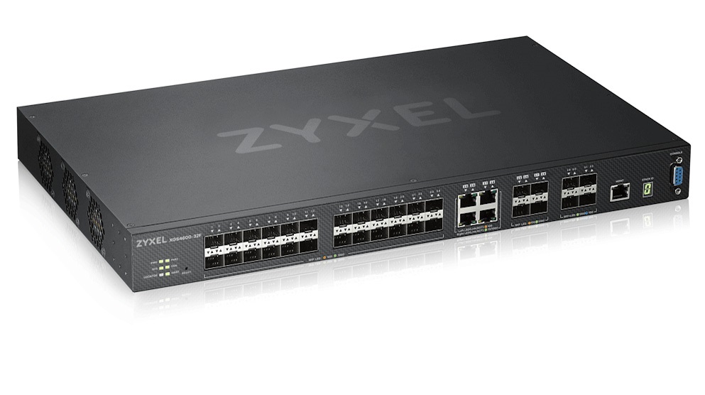 ZyXEL XGS4600-32F 24port GbE SFP 4port GbE combo RJ45/SFP 4port 10GbE SFP+ L3+ menedzselhető, stackelhető switch