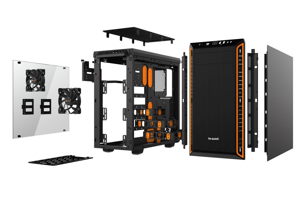 Be Quiet! Pure Base 600 fekete/narancssárga (táp nélküli) ablakos ATX ház